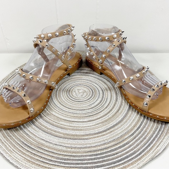 Steve Madden Nude Wrap Around Sandals Size 10 Spikes - Picture 4 of 7